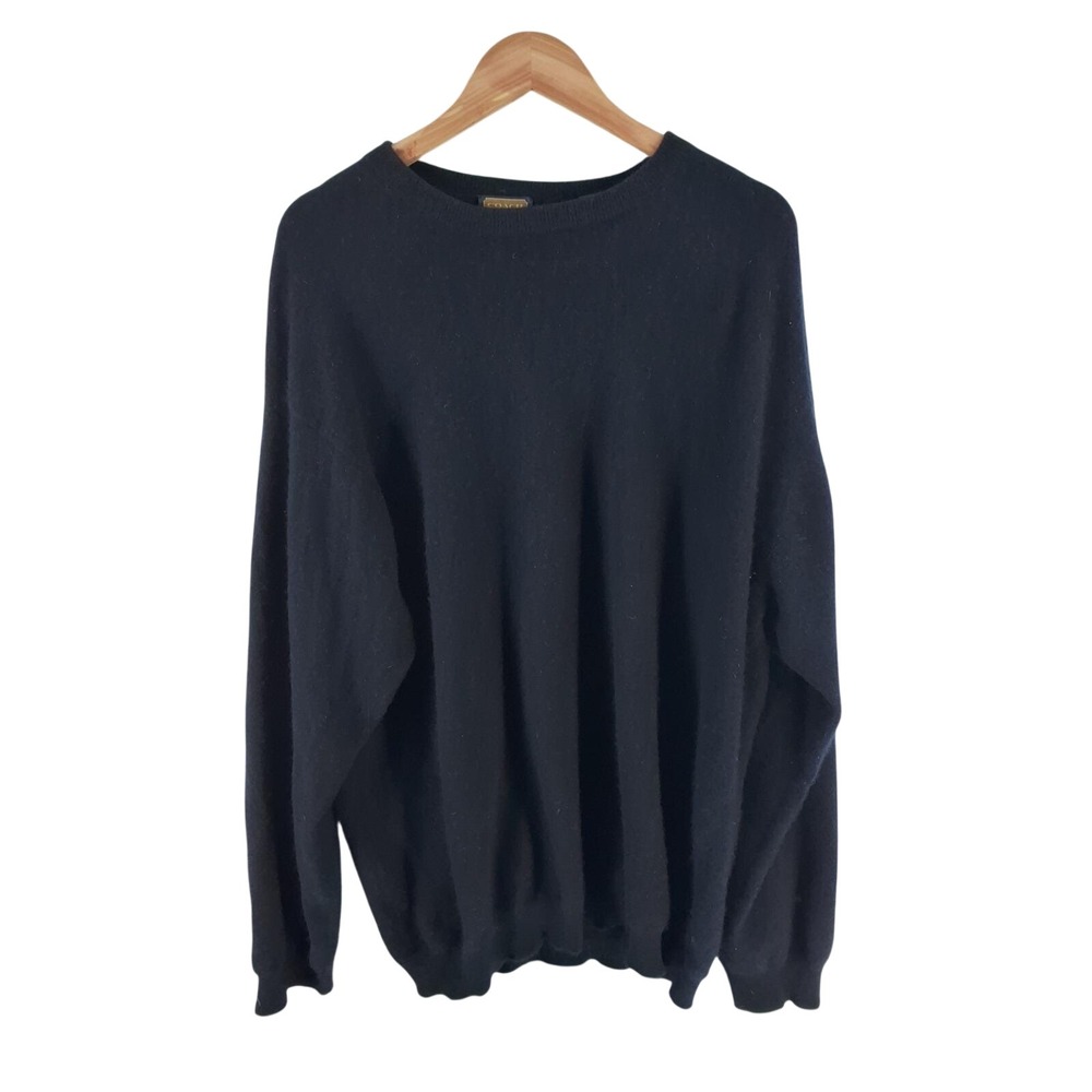 Vintage Coach 100% Cashmere Crewneck Sweater Black Size Large